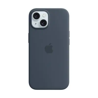 APPLE เคสซิลิโคนสำหรับ iPhone 15 พร้อม MagSafe (สีน้ำเงินสตอร์มบลู)