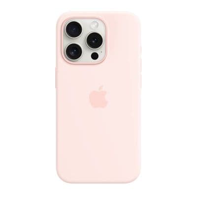 APPLE เคสซิลิโคนสำหรับ iPhone 15 Pro พร้อม MagSafe (สีชมพูสว่าง)