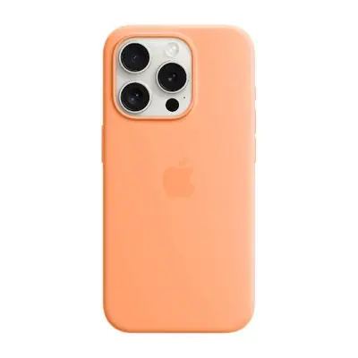 APPLE เคสซิลิโคนสำหรับ iPhone 15 Pro พร้อม MagSafe (สีส้มซอร์เบ)
