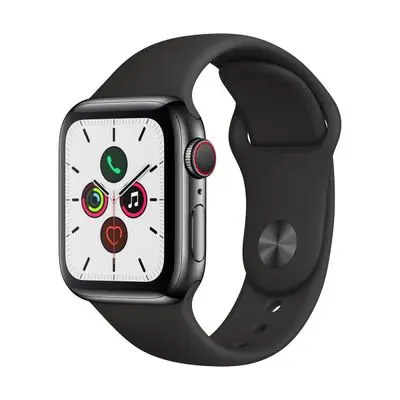 APPLEWatch Series 5 GPS+Cellular (40mm, Space Black Stainless Steel Case, Black Sport Band)