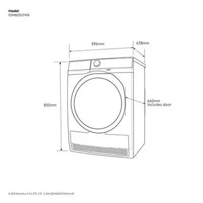 ELECTROLUX Front Load Dryer (8 kg) EDH803Q7WB + Stand