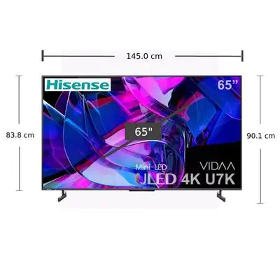 HISENSE ทีวี 65U7K VIDAA ULED Mini LED (65", 4K, Smart, ปี 2023) รุ่น 65U7K