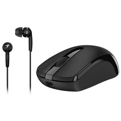 GENIUS Wireless Mouse+ In-Ear Wire Headphone (Black) MH-8100