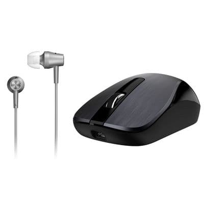 GENIUS Wireless Mouse+ In-Ear Wire Headphone (Grey) MH-8015