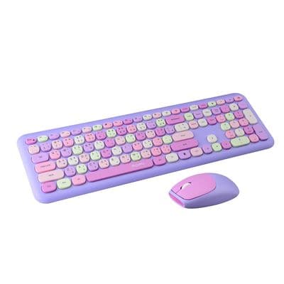 MOFII Silent Wireless Keyboard + Wireless Mouse (Mixed Purple) Lollipop