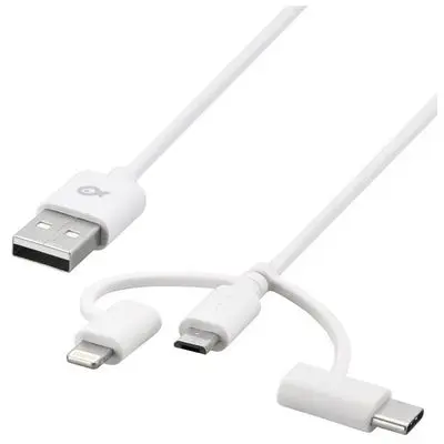 POSS 3 in 1 USB Cable (White) PSM-LCWH-18