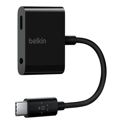 BELKIN RockStar 3.5mm Audio + USB-C Charge Adapter (Black) NPA004BTBK