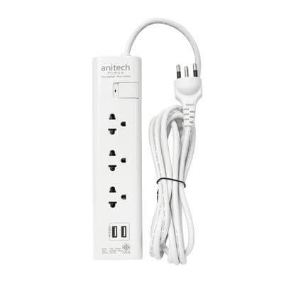 ANITECH รางปลั๊กไฟ (3 ช่อง, 2 USB, 3 เมตร, สีขาว) รุ่น H5133-WH