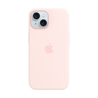 APPLE เคสซิลิโคนสำหรับ iPhone 15 พร้อม MagSafe (สีชมพูสว่าง)