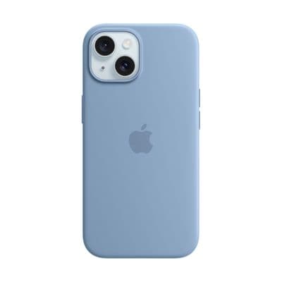APPLE เคสซิลิโคนสำหรับ iPhone 15 พร้อม MagSafe (สีฟ้าวินเทอร์)