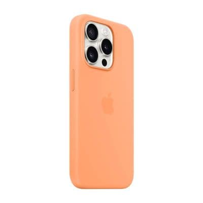APPLE เคสซิลิโคนสำหรับ iPhone 15 Pro พร้อม MagSafe (สีส้มซอร์เบ)