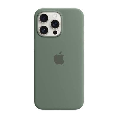 APPLE เคสซิลิโคนสำหรับ iPhone 15 Pro Max พร้อม MagSafe (สีเขียวไซเปรส)