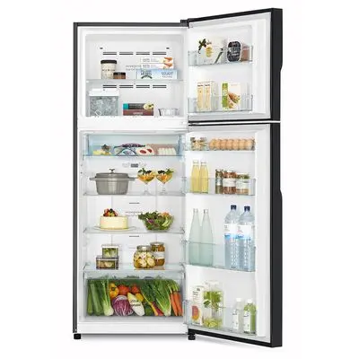 HITACHI Double Doors Refrigerator (14.4 Cubic, Glass Black) R-VGX400PF-1 GBK