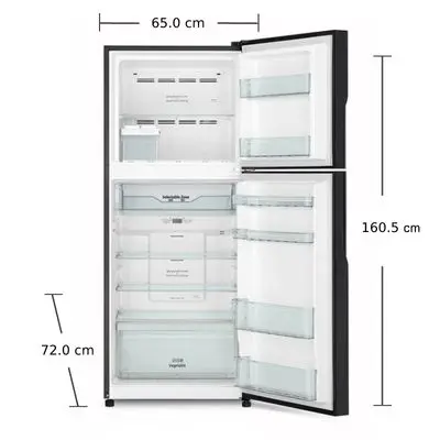 HITACHI ตู้เย็น 2 ประตู (12 คิว, สี Glass Black) รุ่น R-VGX350PF GBK