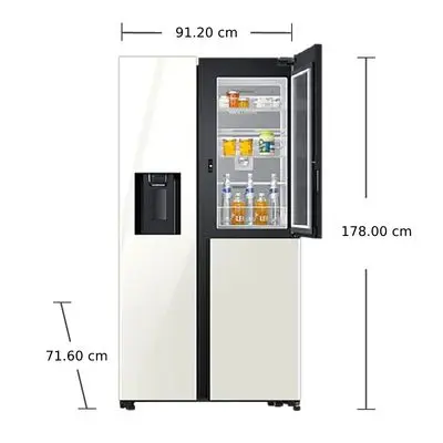 SAMSUNG Side By Side Refrigerator (22.1 Cubic, White Glass) RH64A53F115/ST