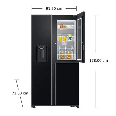 SAMSUNG Side By Side Refrigerator (22.1 Cubic, Black Glass) RH64A53F12C/ST