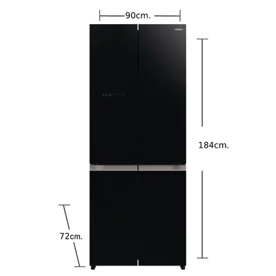 HITACHI ตู้เย็น 4 ประตู (20.1 คิว , สี Glass Black) รุ่น R-WB640VF GBK