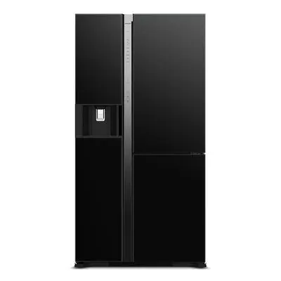 HITACHI Side by Side Deluxe+ Refrigerator (20.1 Cubic, Glass Black ) R-MX600GVTH0 GBK