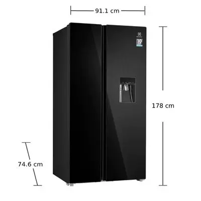 ELECTROLUX Side by Side Refrigerator UltimateTaste 700 (21.80 Cubic, Black Glass) ESE6645A-B