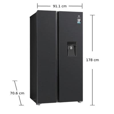 ELECTROLUX Side by Side Refrigerator UltimateTaste 700 (20.1 Cubic, Black Matte) ESE6141A-B