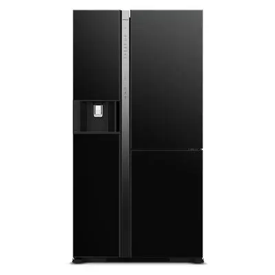 HITACHI Side by Side Refrigerator (20.1 Cubic, Glass Black) R-MX600GVTH1