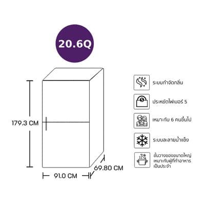 TOSHIBA Side by Side Refrigerator (20.6 Cubic, Black Mirror) GR-RS780WI-PGT(22)