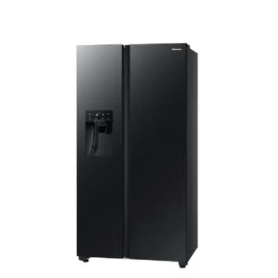 HISENSE Side By Side Refrigerator 19.5 Cubic, (Black Glass) RS700N4TBUI