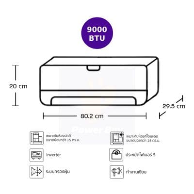 BEKO แอร์ติดผนัง 9000 BTU Inverter (สีขาว) รุ่น BSVON090