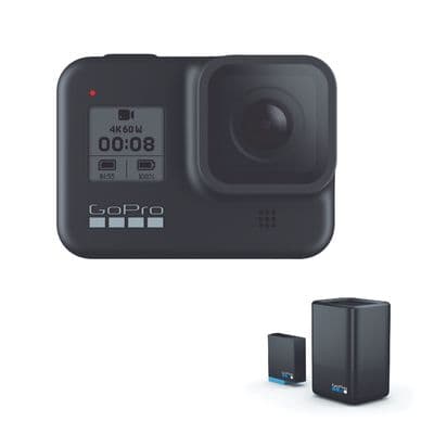GOPRO Action Camera Hero 8 Free Dual Charger + Battery (Black) CHDHX-801-DB