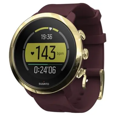 SUUNTO Smart Watch (50mm,Gold Case,Burgundy Band) 3 Fitness