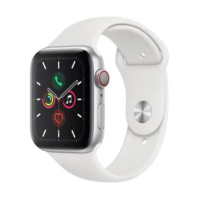 APPLEWatch Series 5 GPS+Cellular (44mm, Silver Aluminum Case, White Sport Band)