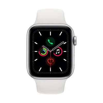 APPLE Watch Series 5 GPS+Cellular (44mm, Silver Aluminum Case, White Sport Band)