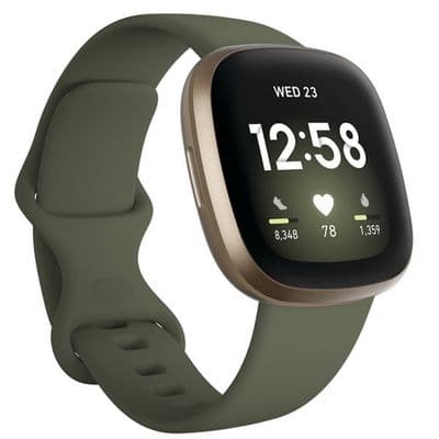 FITBIT Smart Watch Versa 3  (40 mm, Soft Gold Case, Olive Band) FB511GLOL