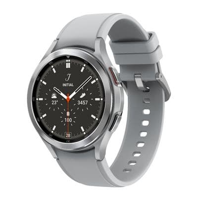 SAMSUNG สมาร์ทวอทช์ (46 mm, ตัวเรือนสีเงิน, สายสีเทา) รุ่น Galaxy Watch4 Classic BT