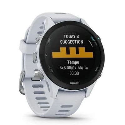 GARMIN Forerunner 255S Music GPS Wi-Fi Smart Watch (41 mm, White Stone Case, White Stone Band)