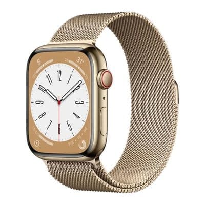 APPLEWatch Series 8 GPS + Cellular (45mm., Gold Stainless Steel Case, Gold Milanese Loop)