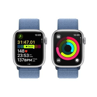APPLE Watch Series 9 GPS + Cellular 2023 (41mm., Silver Aluminum Case, Winter Blue Sport Loop)