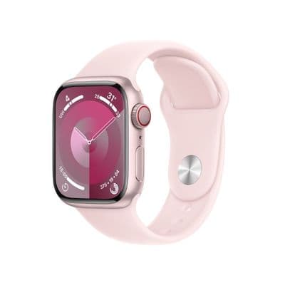 APPLE Watch Series 9 GPS + Cellular 2023 (41mm., S/M Size, Pink Aluminum Case, Light Pink Sport Band)