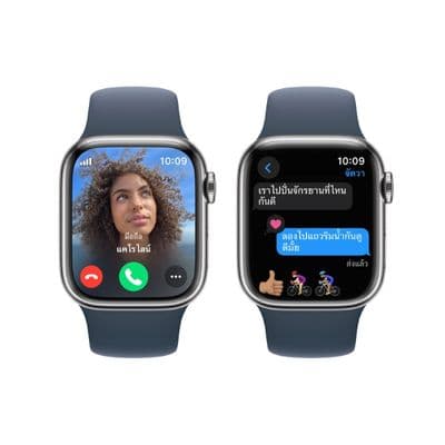 APPLE Watch Series 9 GPS + Cellular 2023 (41mm., S/M Size, Silver Stainless Steel Case, Blue Sport Band)