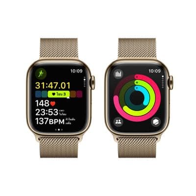 APPLE Watch Series 9 GPS + Cellular (41mm., Gold Stainless Steel Case, Gold Milanese Loop)
