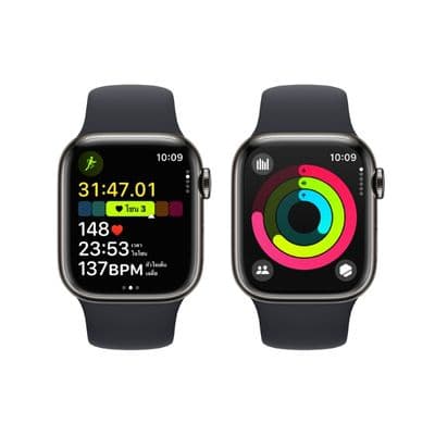 APPLE Watch Series 9 GPS + Cellular (41mm., S/M Size, Graphite Stainless Steel Case, Midnight Sport Band)