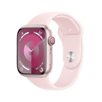 APPLE Watch Series 9 GPS + Cellular 2023 (45mm., M/L Size, Pink Aluminum Case, Light Pink Sport Band)