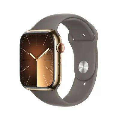 APPLEWatch Series 9 GPS + Cellular 2023 (45mm., M/L Size, Gold Stainless Steel Case, Clay Sport Band)