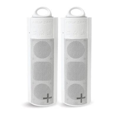 AQUAJAM Aj2 Plus Portable Bluetooth Speaker Twin Pack (White)