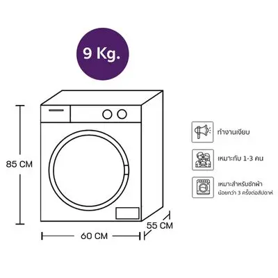 SAMSUNG เครื่องซักผ้าฝาหน้า (9 kg.) รุ่น WW90T634DLE/ST + ฐานรอง